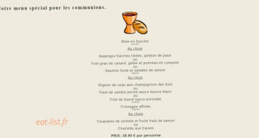 La Table Alsacienne menu