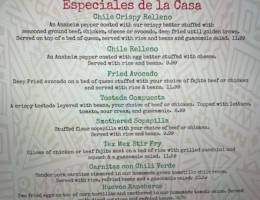Litos Mexican menu