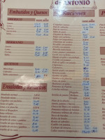 Bodega De Antonio menu