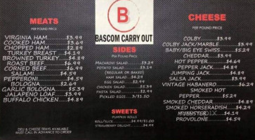Bascom Carry Out menu