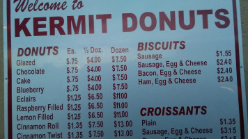 Kermit Donuts menu