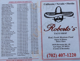 Roberto's Taco Shop #18 menu