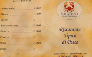 Malatesta menu