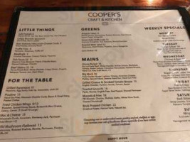 Cooper's Craft And Kitchen menu