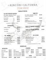 El Rincón De Jaltemba Steak House menu