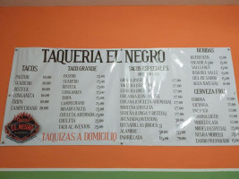 Taquería El Negro Tlalnepantla En Aguascalientes menu