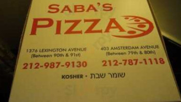 Saba's Pizza menu