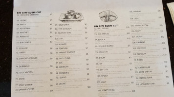 Sin City Sushi menu