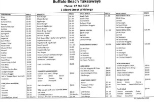 Buffalo Beach Takeaways menu