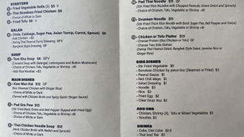Swing Thai Restaurant menu
