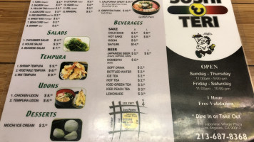 Sushi Teri menu