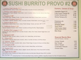 Sushi Burrito In Provo menu