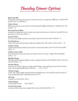 Summerville Grill menu