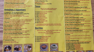 Taqueria La Hacienda menu