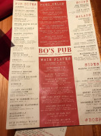 Bo's Pub menu