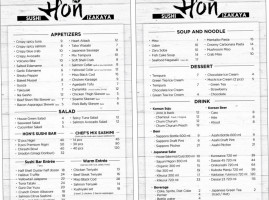Sushi Hon menu