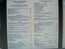 Knight's Diner menu