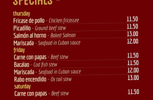 Tina's Cuban Cuisine 3rd.ave. menu