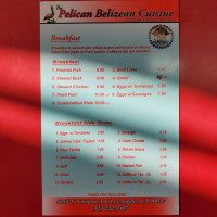 Pelican Belizean Cuisine menu