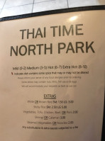 Thai Time North Park menu