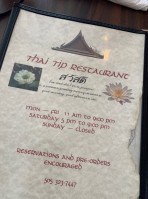Thai Tip menu