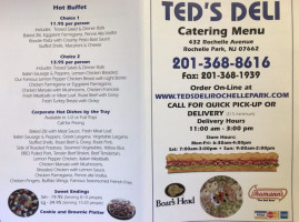 Ted's Delicatessens Caterers menu
