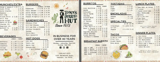 Tony's Burrito Hut food
