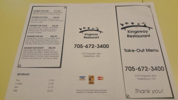 Kingsway menu