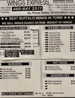 Wings Express menu