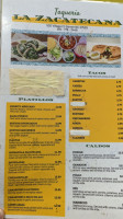 Taqueria La Zacatecana menu