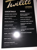 Twilite Lounge menu