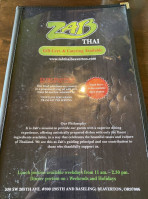Zab Thai Cooking menu