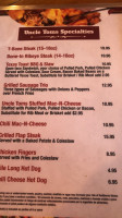 Uncle Tom's Barbecue menu