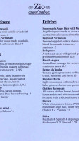 Zio Casual Italian menu