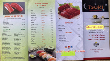 Tsuki Japanese Sushi menu