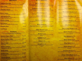 Virsa Indian Cuisine menu