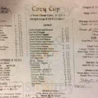 Cozy Cup menu