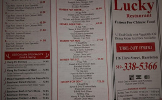 Lucky's Chinese menu