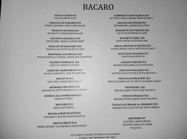 Bacaro menu