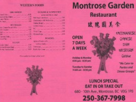 Montrose Garden menu