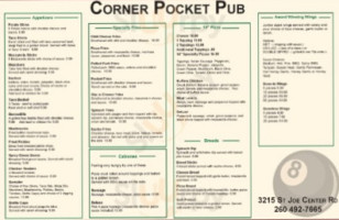 Corner Pocket Pub menu