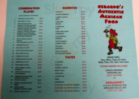 Gerardo's Authentic Mexican Food menu