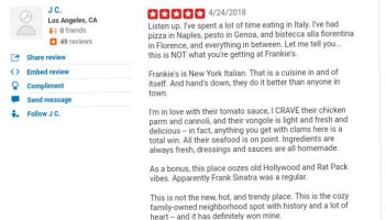 Frankie's On Melrose menu