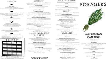 Foragers Table menu