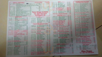 China Dragon menu