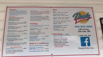 Dandy Drive-Inn menu