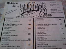 Sandy's Famous Hot Dogs menu