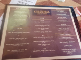 Kingsbridge Social Club menu