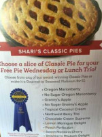 Shari's Cafe Pies menu