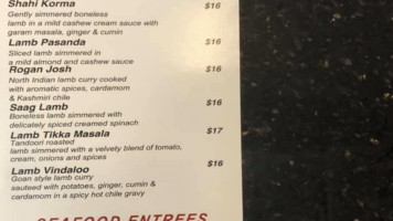 India Bistro menu